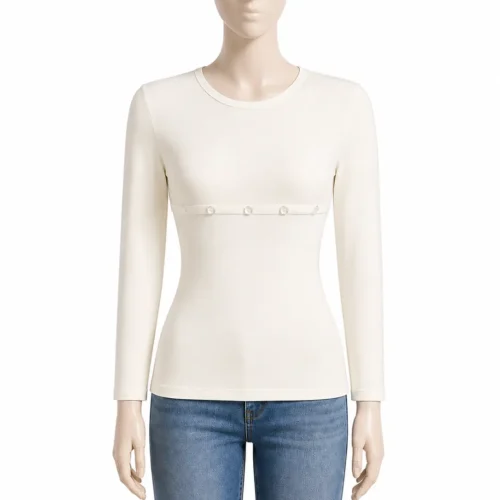 بيزك رضاعه كم بزراير كريمي امبريلا long seleeve nursing top buttons creamy embrilla